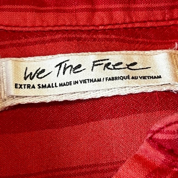 We The Free Oversized Orange on Orange-Red Stripes Popover Shirt Size XS - Picture 4 of 14